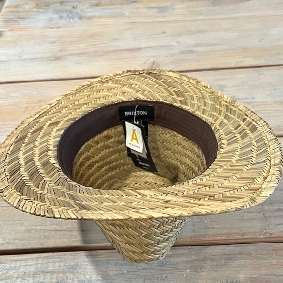 New with Tags Brixton Natural Straw Fedora with Brown Band. Size Medium - Picture 3 of 8